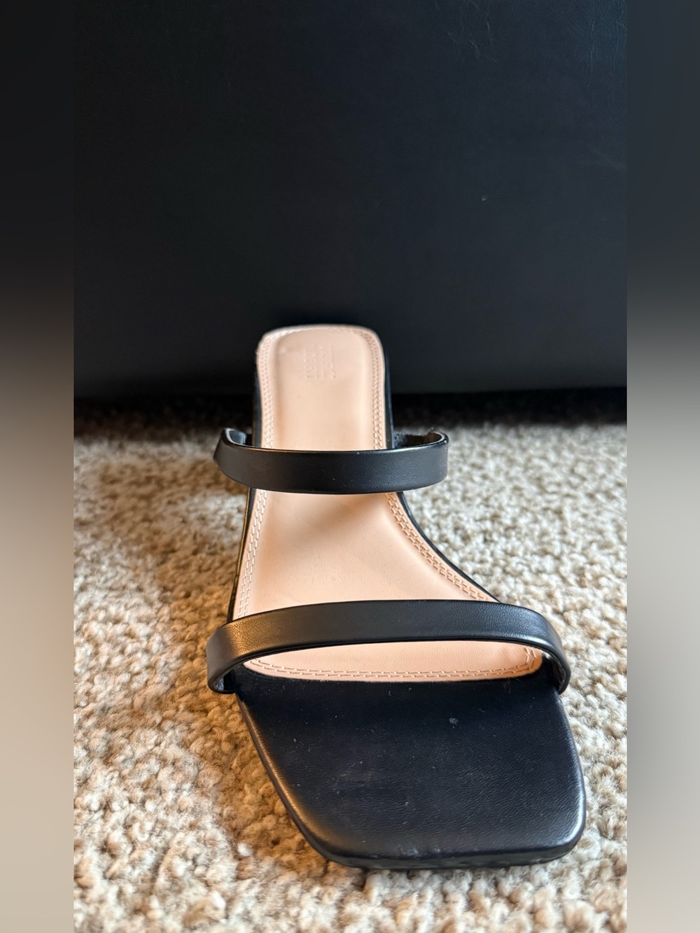 Forever 21 Black Double-Strap Square Toe Slide